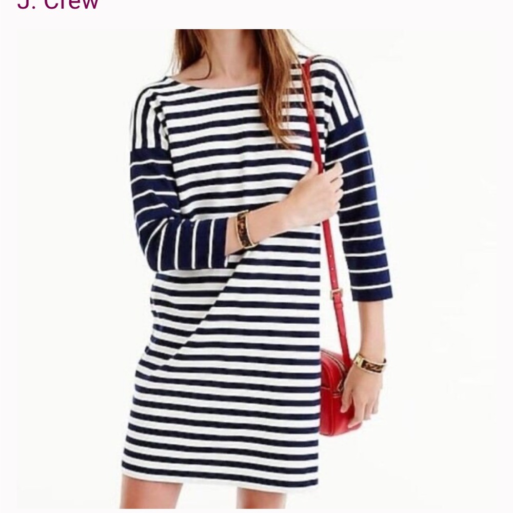 J Crew Striped Navy and White Women's Dress